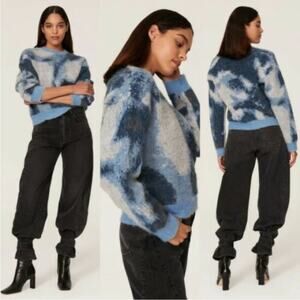 The Kooples Blue Colorblock Wool & Alpaca Sweater Women Pullover 0/XS